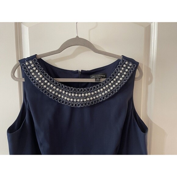 Connected Apparel SZ 16W Women’s Blue Beaded Tiered Sleeveless Dress FLAW BIN C - Picture 8 of 11